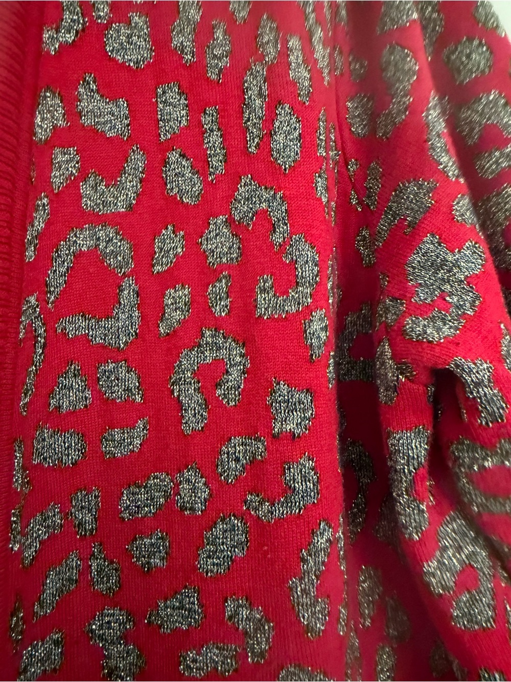 Kasper Red and Silver Leopard-Print Open Cardigan - Picture 3 of 6